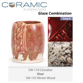 Cinnabar SW-119 over Winter Wood SW-155 Stoneware Combination